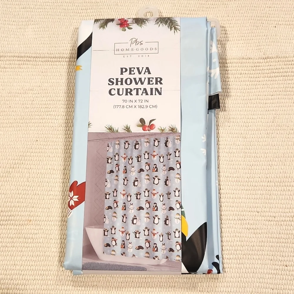 Penguin winter shower curtain